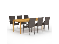 Juego de comedor de jardín marrón de 2 piezas Dkd Home Decor