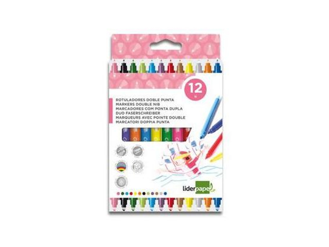 Marcador Liderpapel Fieltro Doble Punta Caja 12 Colores