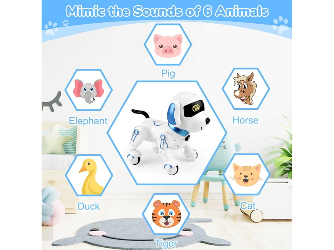 Nuheby Perrito Juguete Ladra y Anda, Juguetes Perros con Jaula, Cuerda y Capa, Perro Robot Perrito Juguete Interactivo Perro Juguete Que Anda y Ladra, Animales de Juguetes niños 2 3 4 5