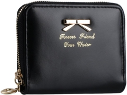 Cartera De Mujer En Cuero Pu - Monedero Y Tarjetero Moderno - Negro
