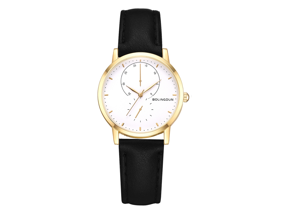 Reloj De Cuarzo Unisex Con Correa De Cuero Pu, Estilo Fashion Simple (oro 2)