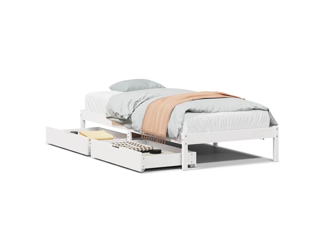 Maison Exclusive - Estructura De Cama Sin Colchón Madera Maciza Blanca 90x190 Cm