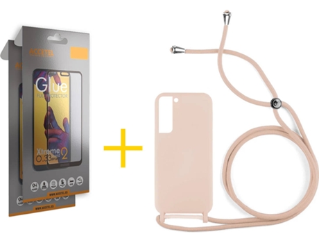 Carcasa + 2 Protectores de Pantalla para Samsung Galaxy S22 Plus 5G ACCETEL Rosa Pastel