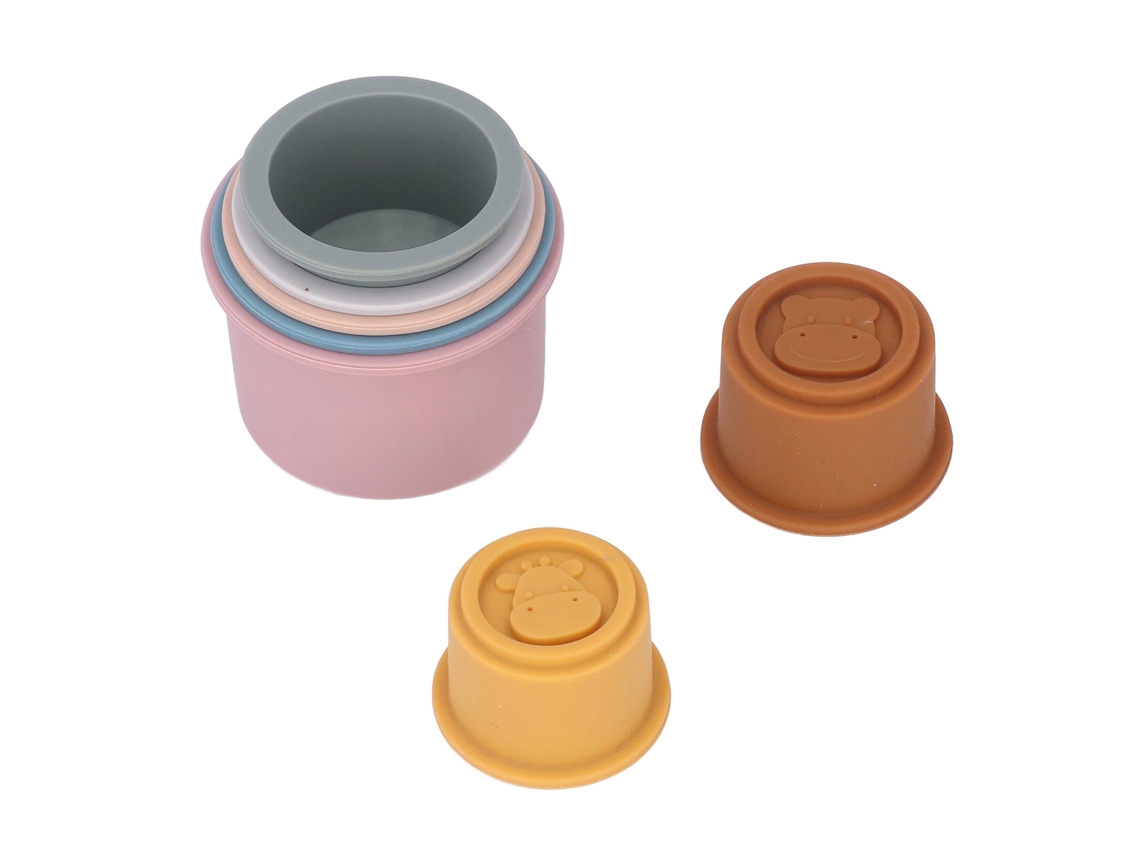 7 Vasos Apilables De Silicona Con Forma De Animales Para Niños, Pendientes, Baño Y Desarrollo De Habilidades Del Bebé.