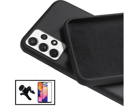 Carcasa + Protector + Soporte Samsung Galaxy M32 5G PHONECARE Silicona Liquida Negro 5932