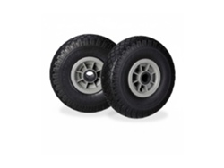 Relaxdays Set De Dos Ruedas De Carretilla, Resistente A Golpes, 3.00-4", Eje 25mm, Hasta 80 Kg, 260x85 Mm, Negro-gris