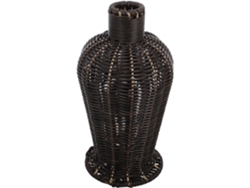 Jarrón Decorativo De Plástico Negro Con Imitación De Ratán, 1 Pieza, Para Flores Secas Y Frescas, Contenedor.