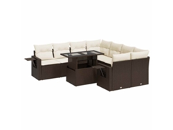 Maison Exclusive - Set De Sofás De Jardín 9 Pzas Y Cojines Ratán Sintético Marrón