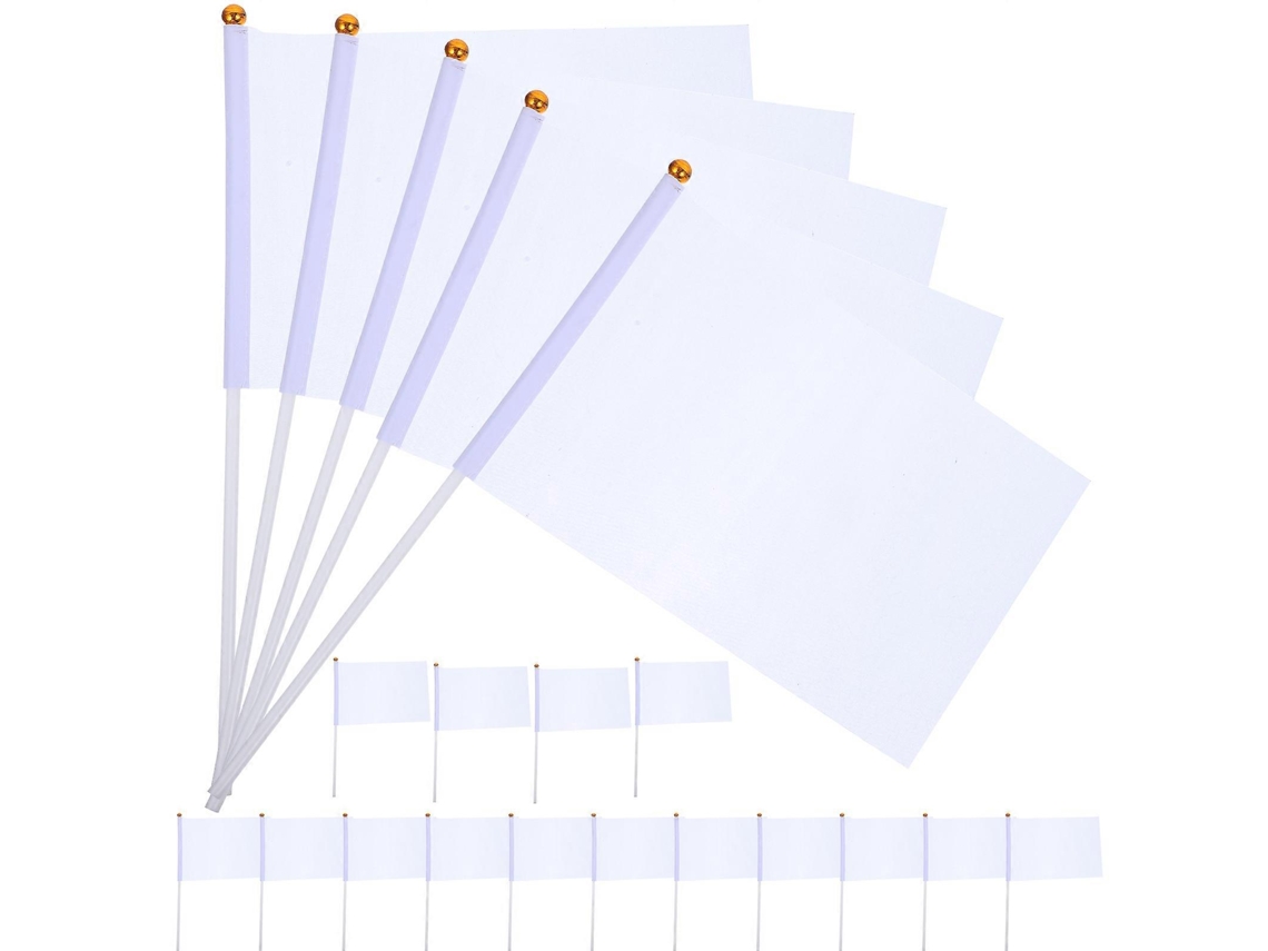 Omni-20 Banderas Blancas De Referencia Para Eventos Deportivos, Fiesta Y Decoración De Coches 14x21cm Blanco