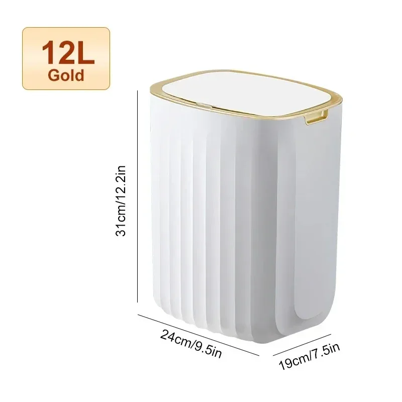 Lixeira Inteligente De Grande Capacidade (branco Dourado Com Bateria), À Prova D'água Automaticamente.