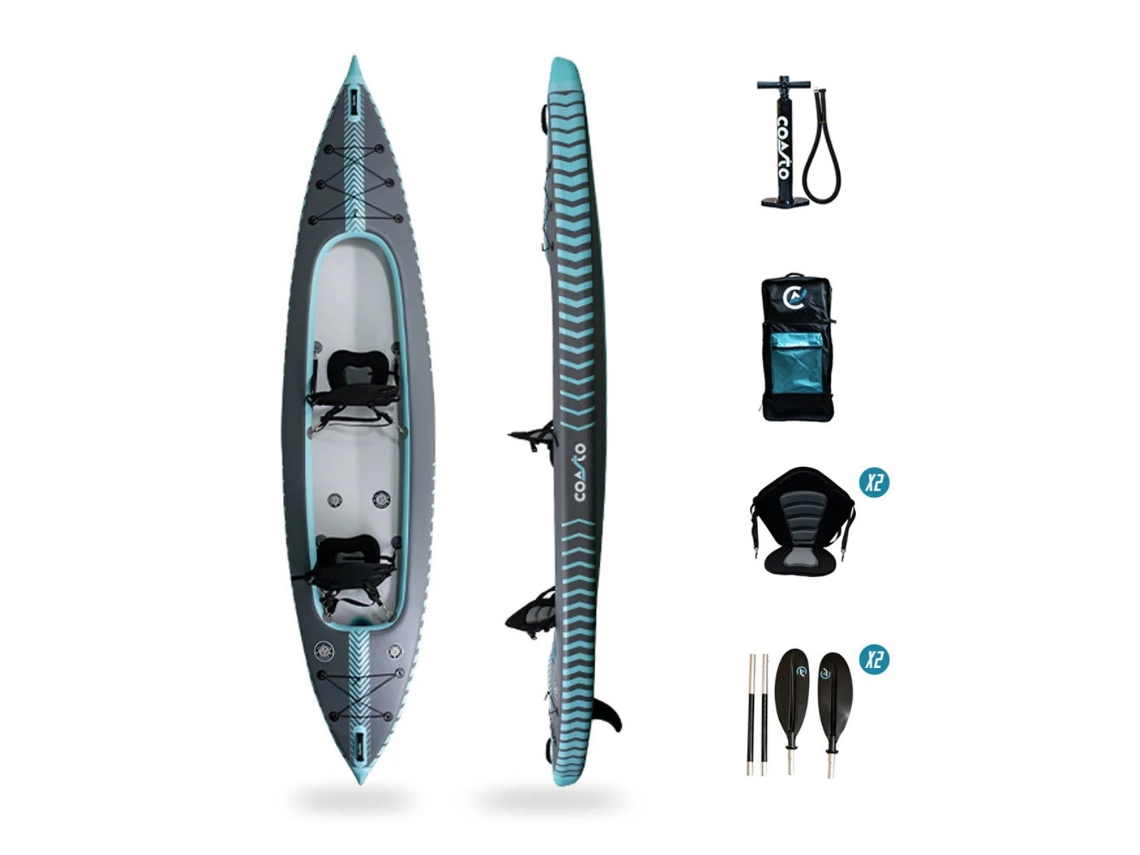 Kayak-canoa inflable Capitole Premium Coasto para 2 personas, 100 % Dropstitch/alta presión - Paquete completo - 426 x 89 cm (13'9 x 35")