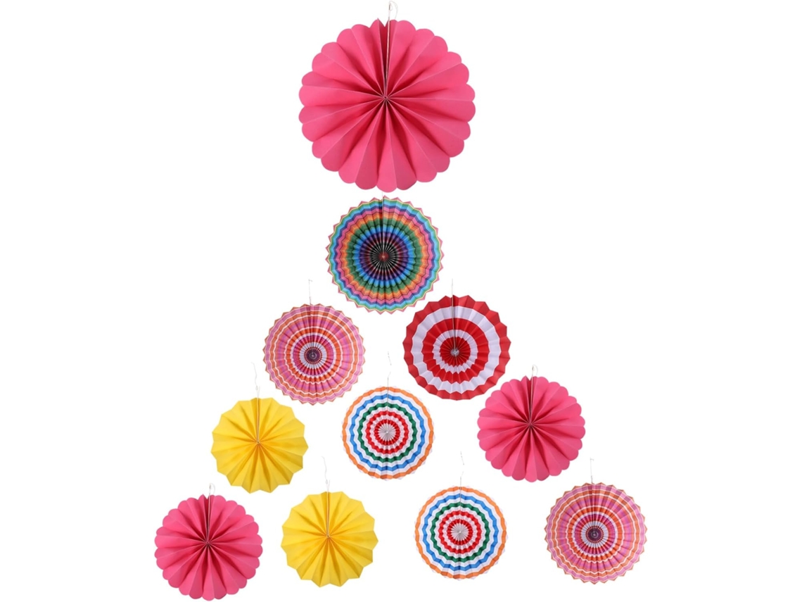Elegante adorno de papel con forma de abanico, ideal para fiestas de disfraces.
