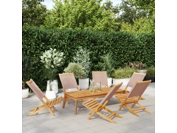 Sillas de jardín plegables DKD Home Decor de 6 piezas, tela/madera, gris parduzco