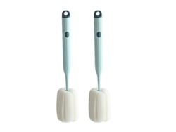 Cepillo De Esponja Suave Para Biberones - 2 Piezas, Fácil De Limpiar, Giratorio 360°, Abs + Esponja, 29 Cm