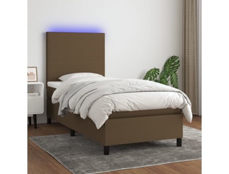 VIDAXL Colchón con somier/LED (marrón - Tela - 90 x 200 cm)