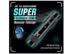 Telescopio militar - 4k, Nano Tech 4k 10-300x40 mm Telescopio monocular con zoom súper teleobjetivo, telescopio portátil con aumento de 300x (negro) CHRONUS