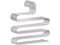 Percha antideslizante para pantalones en forma de S, de acero inoxidable, organizador de armario (paquete de 6)