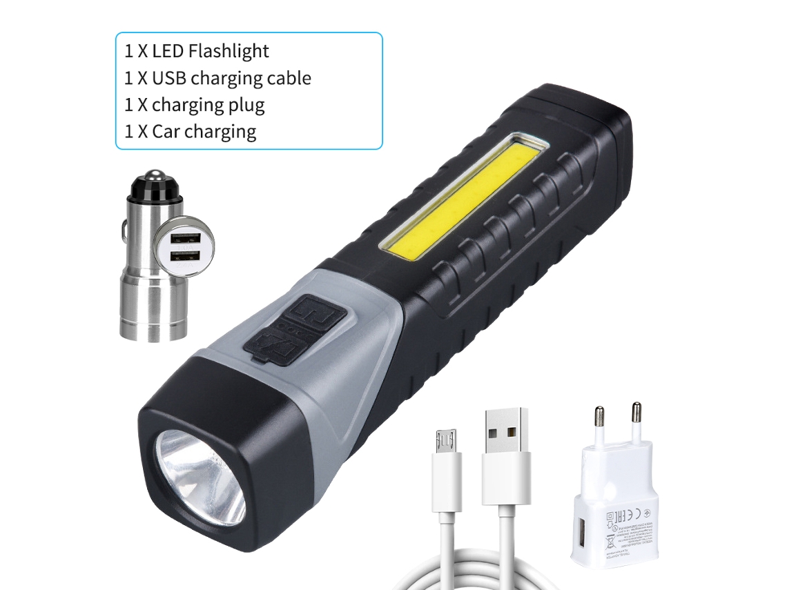 Potente linterna COB con clip, luz de inspección de 90°, magnética, con luz roja de advertencia para camping y trabajo. Aeuzwr