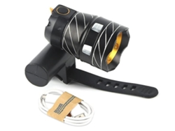 Faro Led Con Zoom De Luz Delantera Para Bicicleta Con Soporte Para Bicicleta Yizhood (negro)