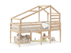 Cama Alta Con Techo 90x200 Cm Pino Macizo Dkd Home Decor