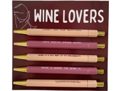 Canetas Generico Funny| 5 Retráteis Com Frases Engraçadas E Escrita Suave- Originais Para Amantes De Vinho|