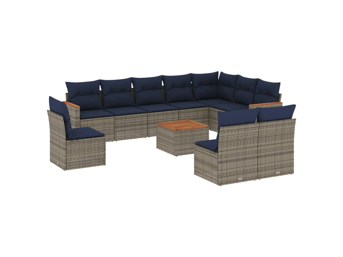 Maison Exclusive - Conjunto De Sofá De Jardín De 11 Piezas Con Cojines, Poliratán Gris