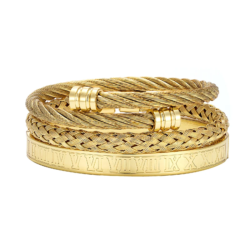 Pulsera De Lujo De Acero Inoxidable Negro (dorada) Para Hombre, Estilo Rock Y Hip Hop Moderno.
