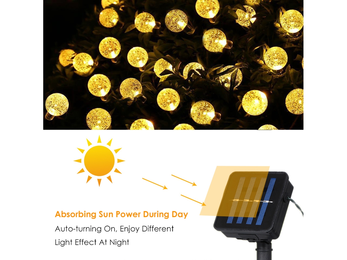 2026-luz De Cuerda Solar 5w 17m 100leds Modos Constantes/parpadeantes Ip65 Batería 800mah Para Jardín Patio Navidad Fiesta Decoración