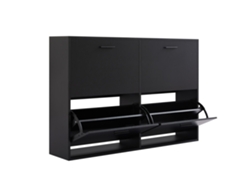 Casabel Zapatero 4 Abatibles, Mueble Para Zapatos Negro, Diseño Moderno, Gran Capacidad 24 Pares, L114xf24xh83 Cm