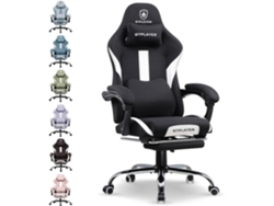 Silla GTPLAYER Gamer, Silla de Oficina Transpirable, de Tela de, Silla de Escritorio Ajustable y Giratoria con Reposapiés, Branco