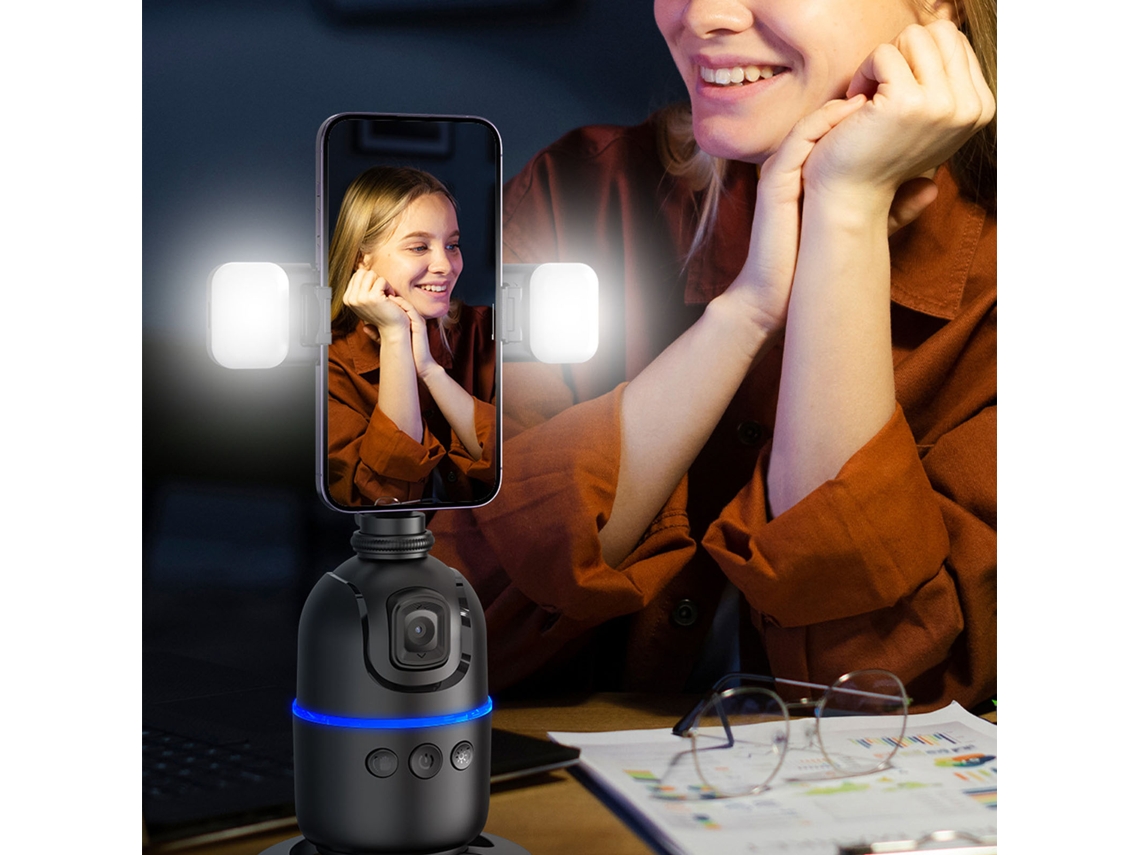 Suporte De Telefone Com Rastreamento Facial Automático 360° Rotativo Estabilizador Para Mesa Vlog Stream