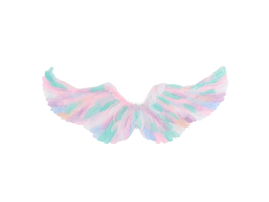 Alas de hada coloridas con plumas para disfraces de princesas y ángeles, Halloween, cosplay y fiestas.