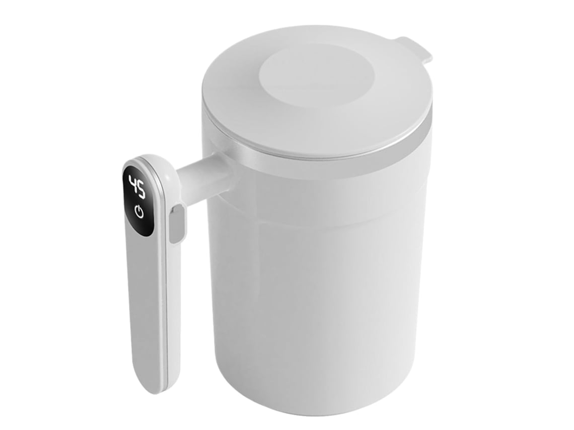 Taza Mezcladora Magnética Para Café - Taza Con Pantalla Digital De 400 Ml, Taza Automezcladora, Eléctrica Portátil (blanca)