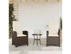 Sillas de jardín reclinables de 2 piezas DKD Home Decor con cojines de mimbre marrón
