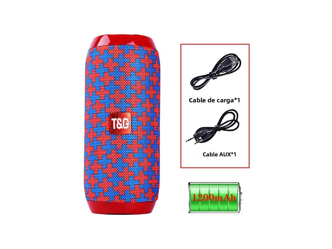 (rojo Y Azul) Altavoz Bluetooth Portátil Tg117, Subwoofer Inalámbrico Para Exteriores, Compatible Con Llamadas Manos Libres