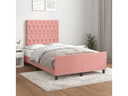 Cama De Matrimonio | Cama Para Adultos | Estructura De Cama Sin Colchón Terciopelo Rosa 120x190 Cm
