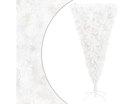 vidaXL Árbol de Navidad artificial al revés con soporte blanco 210 cm