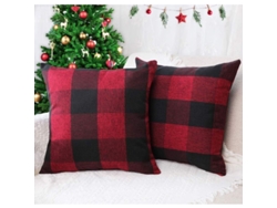 2026-fundas De Almohada Bufanda Cuadros Rojo Negro 45x45cm Poliéster Lino Navidad Decoración Hogar 2 Unidades