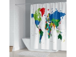 Cortina De Ducha - 180x180 Cm - Mapa Del Mundo De Colores Brillantes - Poliéster - Con Ganchos - Resistente Al Moho - Impermeable