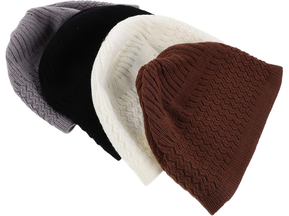 Conjunto De 4 Gorros Kufi De Tricô Acrílico Para Homens, Gorros De Inverno Confortáveis E