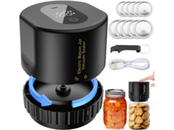 Kit De Sellado Al Vacío Eléctrico Para Frascos Mason Con 10 Tapas Para Frascos Mason De Boca Ancha Y Regular - Negro, Chrui