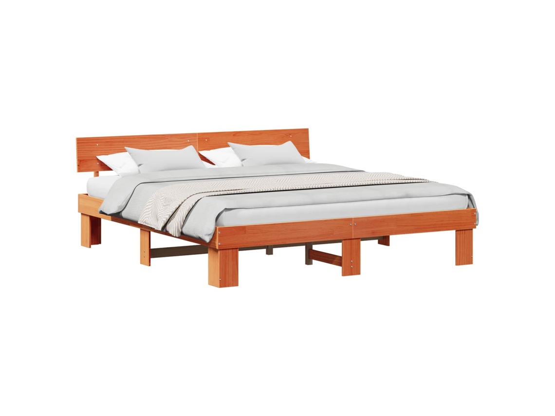 Maison Exclusive - Estructura De Cama Con Cabecera Marrón Cera 200 X 200 Cm