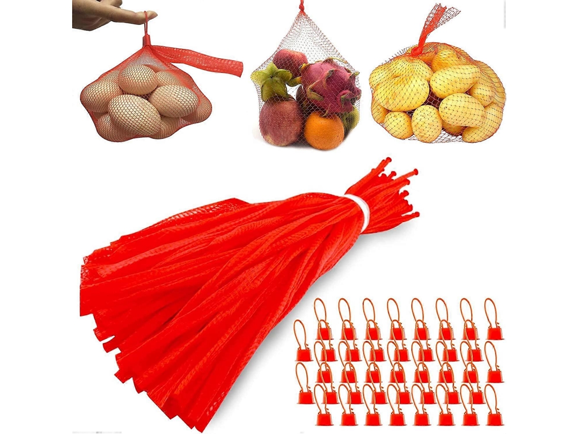 100 Bolsas De Malla Reutilizables Para Frutas Verduras Huevos 40cm Material Pe Transparente Resistente