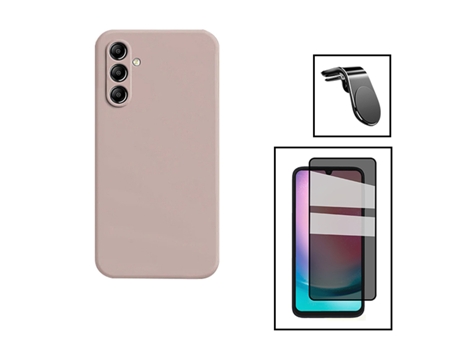 Kit De Película De Vidrio Anti-Spy 5D Cubierta De Silicona Líquida Soporte Magnético L Coche De Conducción Segura Para Samsung Galaxy A24 4G - Rosa...