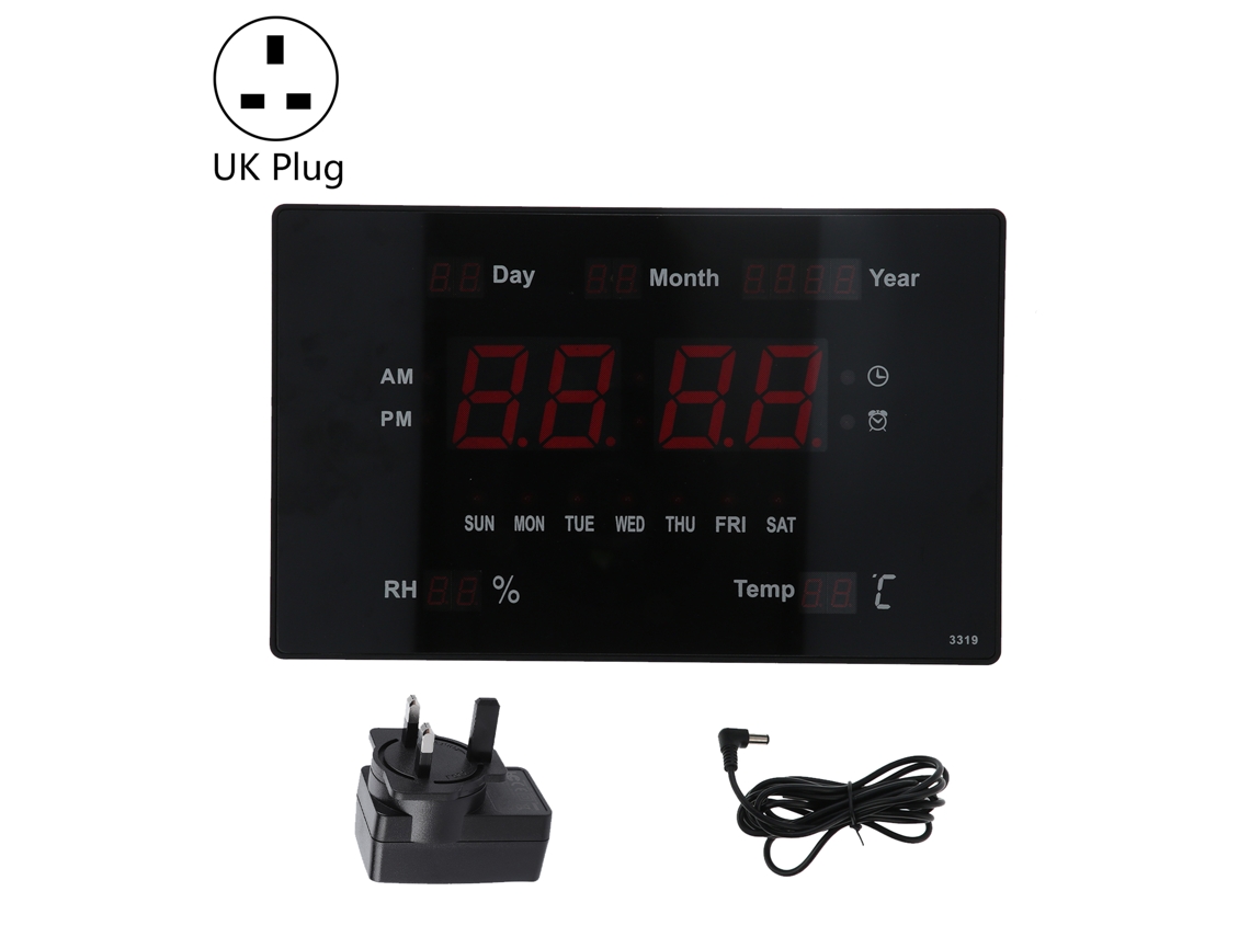 Reloj Digital Led De Pared/mesa Con Indicador De Temperatura Y Humedad, Calendario Perpetuo, 100-240 V.