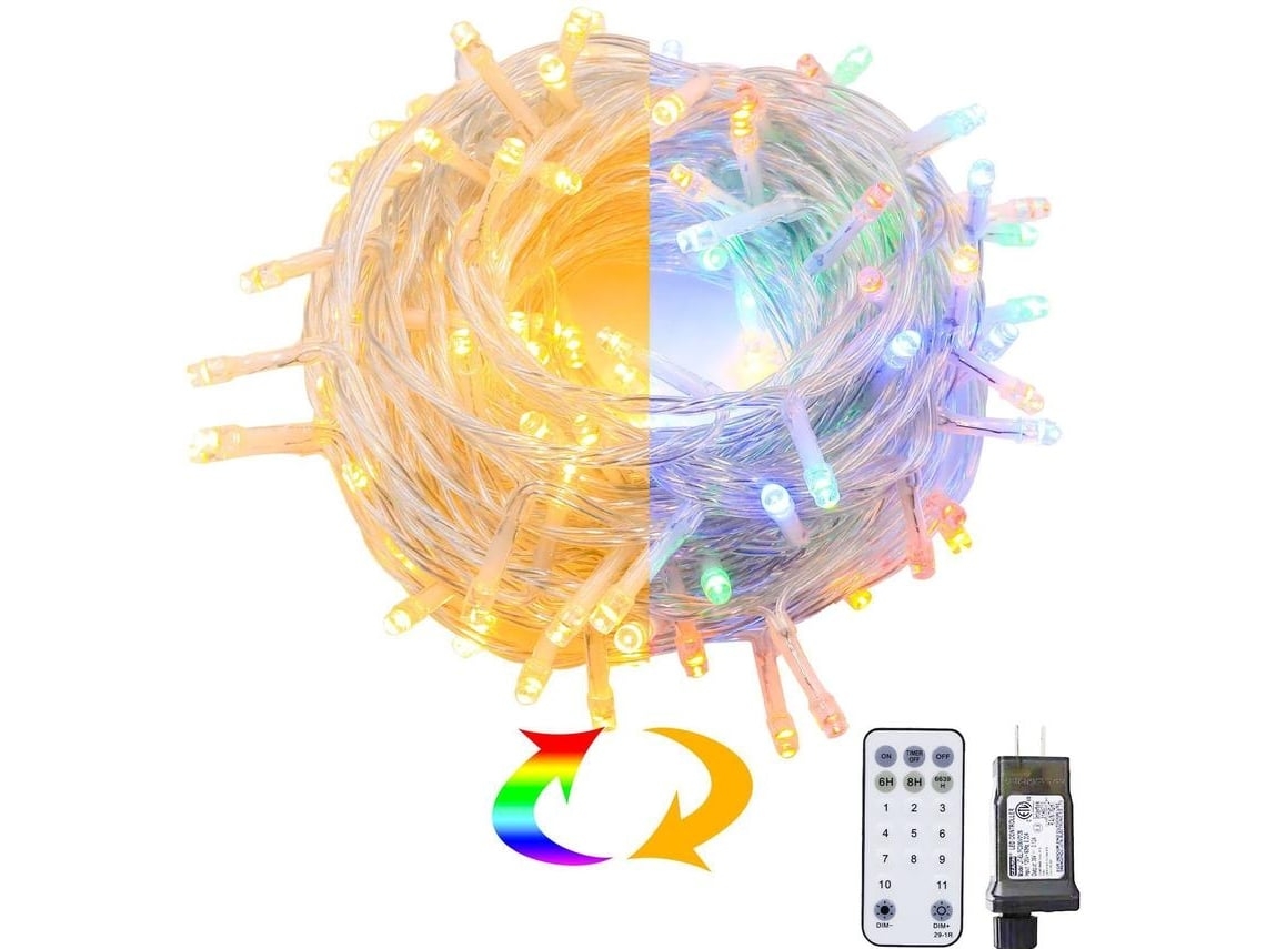 30m 300led Cadena De Luz 8 Modos Adecuada Para Decoración De Árbol De Navidad Con Control Remoto Eu Gusshious Descolorido