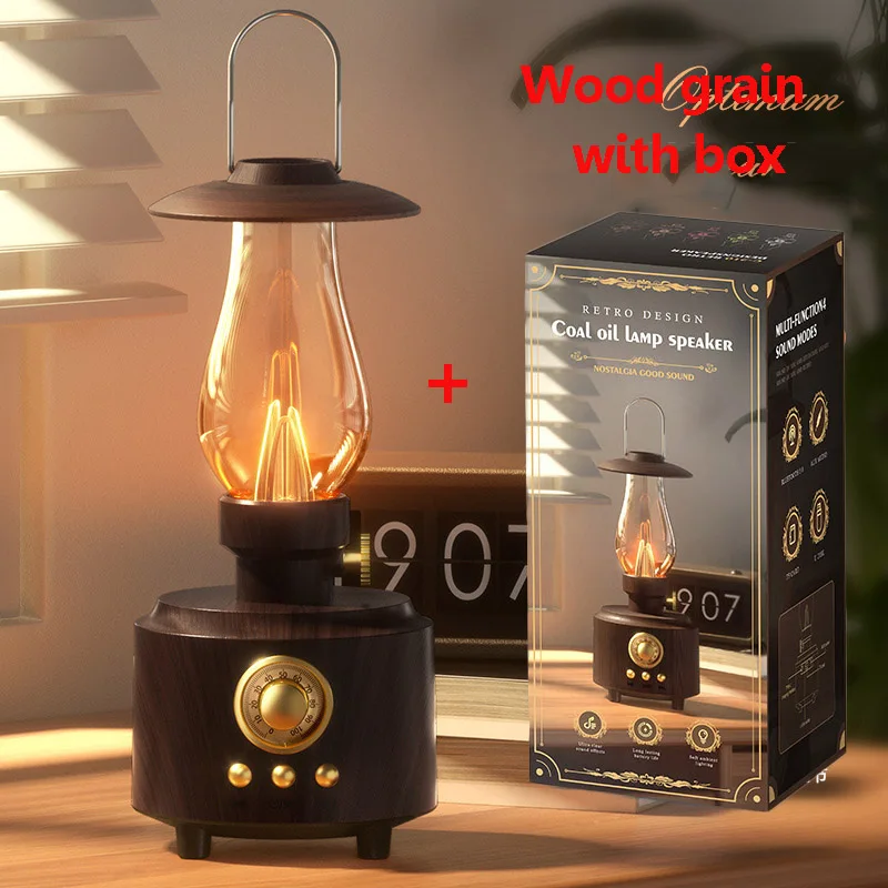 Radio Fm (con Veta De Madera) - Altavoz Bluetooth Con Luz Ambiental - Reproductor De Música - Compatible Con Tarjeta Tf - Aux
