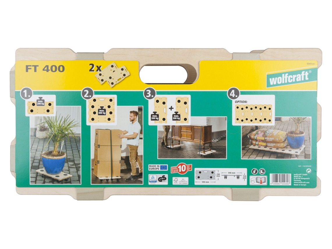 WOLFCRAFT 5543000 2 Plataformas para Mudanzas Forma de Puzle para Ampliaciones Ft400
