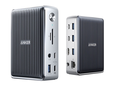 Adaptador ANKER A8396 13In1 Tipo-C a 2Thunderbolt3 Led Sd/TF 2Usb-C Aux 3.5Mm 4Usb3.0 HDMI 1000Mbps 40Gbps para Huawei Mate40/P50 S20