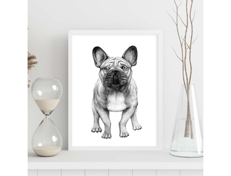 Póster NACNIC de Bulldog Blanco. Decorativa de Perros.